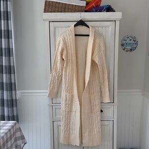 Women's Cream Cable Knit Sweater Cardigan